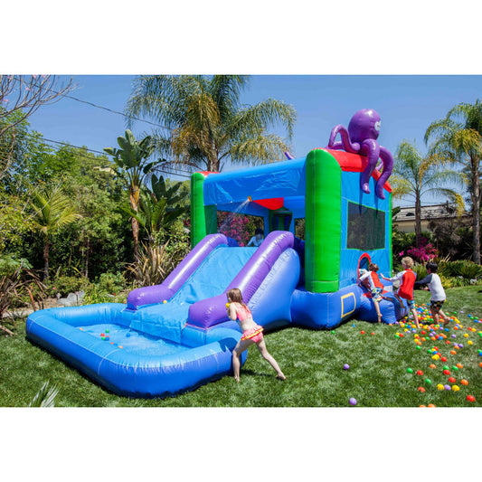 Octopus Bounce House Water Slide with Pool